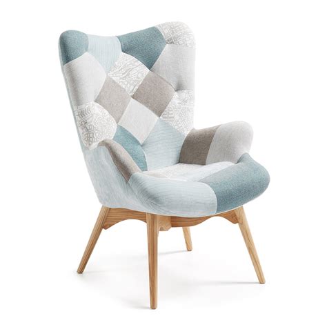 Fauteuil en tissu de patchwork multicolore. Kave Home Fauteuil Kody - LaForma Knut • Sohome