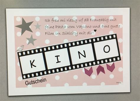 Ich habe allerdings keinen kinogutschein schon so gekauft, sondern möchte ihr selbst eine karte gestalten. Kinogutschein | Kinogutschein, Gutscheine, Geschenke