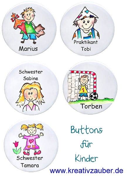 With my online button designer you can design a button in minutes, you can experiment with different fonts, icons, images and text and produce button making artwork without any design skills or graphic design knowledge. Buttons für Kinder bestellen im Onlineshop ★ Kreativzauber®