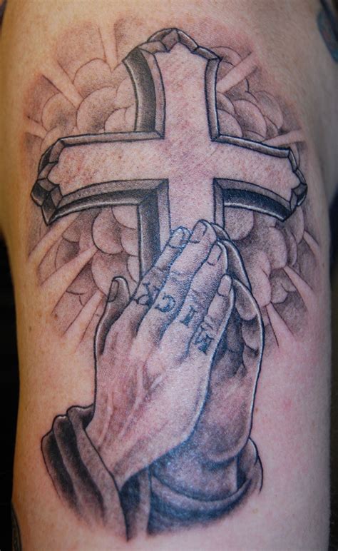 Praying hands with a cross; Pin on Tattoos