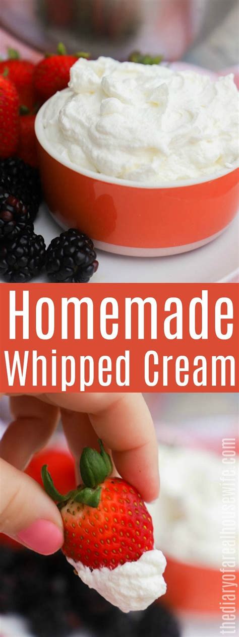 If you've never made whipped cream before, it may seem a little intimidating at firs. YES! I love how easy this recipe is. Homemade Whipped ...