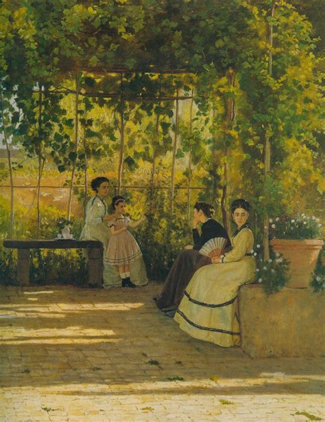 Nell'immagine si vedono le donne, una bambina e una domestica che sta. Art and Antiques: Quadri viventi di SILVESTRO LEGA