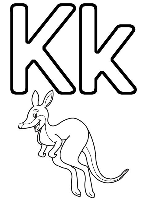 Learn how to use the white pages. Letter K for Kangaroo Coloring Page