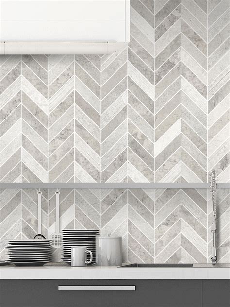 Check out our mosaic backsplash selection for the very best in unique or custom, handmade pieces from our wall decals & murals shops. Gray Modern Limestone Chevron Backsplash Tile | Backsplash.com