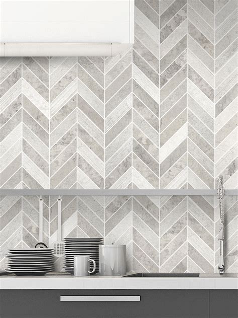 Backsplash tiles elevates your kitchen design to the next level. Gray Modern Limestone Chevron Backsplash Tile | Backsplash.com