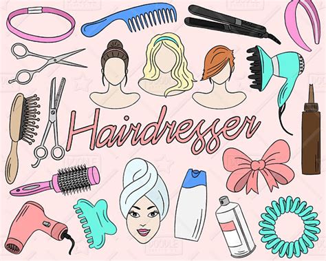 Der salon unser zuhause, das team unsere familie, die kunden unsere leidenschaft, der beruf unser leben. Hairdresser Clipart Vector Pack, Hairdresser Doodles ...