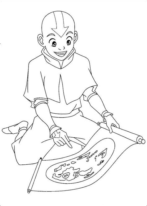 The last airbender with this beautifully detailed coloring book! Avatar The Last Airbender Aang'Re Looking At A Map ...