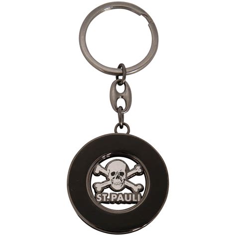 Skull and crossbones logo and altered type for german bundesliga 2 side, fc st. FC St. Pauli - Black Keyring Pendant Chip Skull | ROCKnSHOP