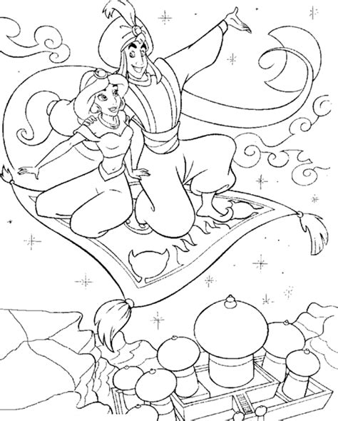 This playful character also helps aladdin romance princess jasmine by taking them on a romantic flight. Aladdin And Jasmine Flying With Birds Coloring Page | Kids ...