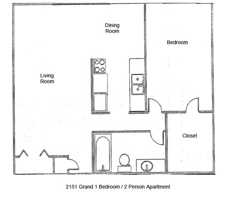 A floor plan is a drawing to scale and showing the relation between rooms and spaces. 2151 Grand Avenue Apartments - 1 bedroom // 2 person floor ...