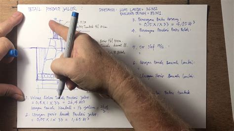 Mulai dari galian tanah pondasi, disini kita pakai meter, jadi pakai tanda koma (,) diatas kita melihat ada angka 1,00 + 1,12 / 2,00 x 0,30 = 0,32 m3 bisa juga ini disesbut sebagai rumusnya. Menghitung Volume Pekerjaan Galian tanah, Pondasi jalur ...