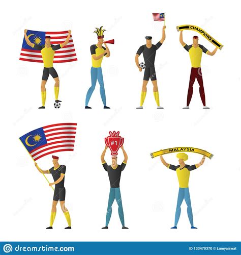 Malaysians are passionate about sports, especially football. Malaysia Football Fans Cheerful Soccer Stock Vector ...