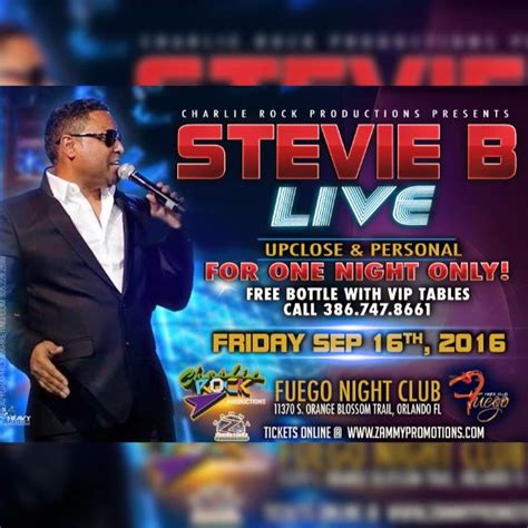 Browse the tour schedule above for upcoming the cactus blossoms concerts at a venue near you. "STEVIE B" LIVE! Upclose & Personal FRIDAY SEP. 16TH ...