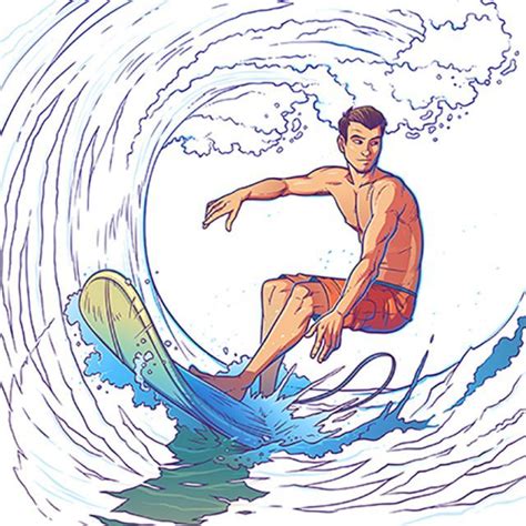 Surf approximately on the middle of the shoulder. Vector Illustration Of A Surfer | Surf drawing, Surfer art ...