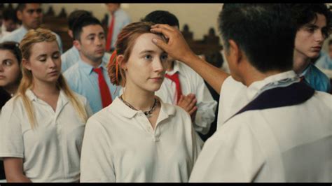 Check out the new clip starring saoirse ronan and timothée chalamet! t-shirt, movie, lady bird, white t-shirt, necklace ...