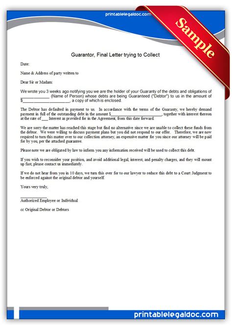 16 job application letter for sample employee reference grude interpretomics co. Free Printable Guarantor, Final Letter Trying To Collect ...