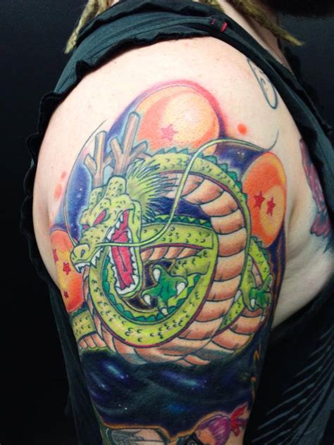 Black and white dragon illustration tattoo chinese dragon. Dragon-ball-theme-arm-tattoo.jpg