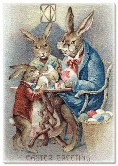 Самые красивые поздравления и открытки. Пасхальные поздравления семья кроликов краски яйца смешные новые открытка | eBay | Украшение ...