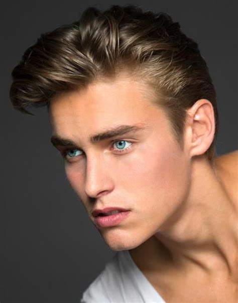 This male model's long hair is brown and straight with light waves around. Otto Seppalainen | Male model face, Blonde male models ...