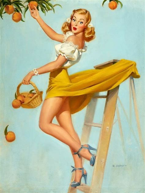 Collection of aviation pin up and nose art copyrights belong to their respective owners. Picking Peaches Retro Pin Up Girl Home Decor Canvas Print ...