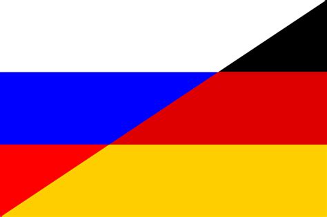 Drei gleich große horizontale streifen (weiß, blau, rot). Россия и Германия - пути соединения