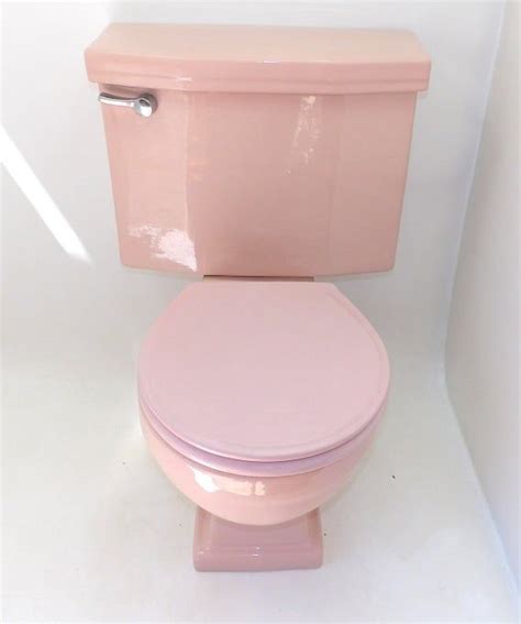 Toilet night light motion sensor wc toilet seat night light with 8 color changing battery operated design washroom night light fits any toilet 3 2 out of 5 stars 7 emma barclay cube bath mat pedestal mat toilet seat set dusky pink. 1950's Mid Century Modern Pink Toilet Tank Bowl Seat ...