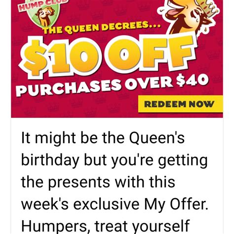 The hump club app includes access to your my offer discounts and stores your redeemed offers until you're ready to use them. Thirsty Camel $10 off Purchases over $40 Thru Hump Club ...