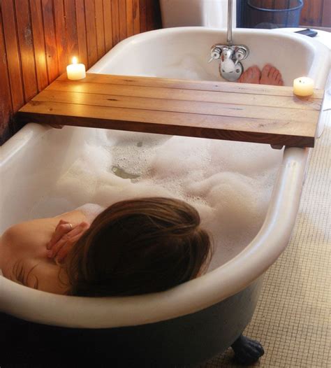 Simple & easy way to clean bathtub. Relax in earthy setting | Wood bathtub, Bathtub caddy ...
