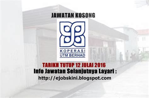 Tergolong dalam golongan fakir miskin (jumlah pendapatan. Jawatan Kosong Koperasi UTM Berhad - 12 Julai 2016