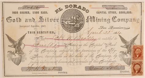 Latest stock price today and the us's most active stock market forums. El Dorado Gold & Silver Mining Company Stock Certificate 106978 - Holabird Western Americana ...