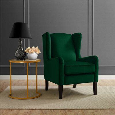 Its design includes button tufting, green velvet upholstery, nailheads trim, winged back and cabriole legs. Alcott Hill Trahan Wingback Chair Upholstery Colour ...