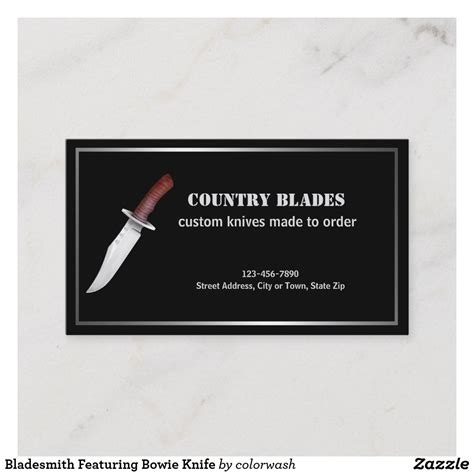 The customization options available give you the power to create business cards that set you apart from the competition. Bladesmith Featuring Bowie Knife Business Card | Zazzle ...