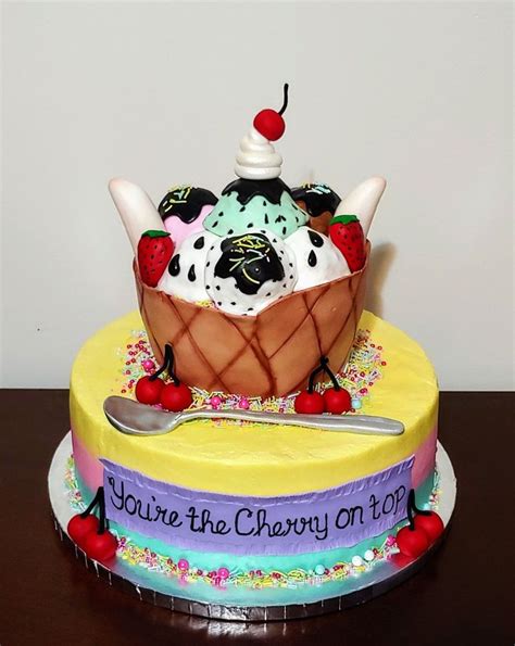 Birthday decor, ice cream shop decor. Ice Cream Banana Split Themed Cake by cakesbydoublemint2 ...