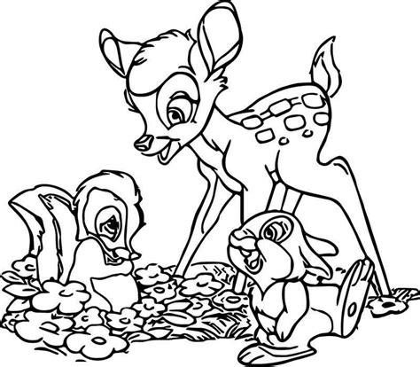 Choose your favorite coloring page and color it in bright colors. Bambi Friends Coloring Pages