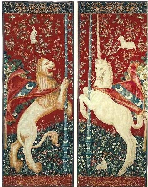 This portiere portiere medieval lion tapestry shows a detail from the lady and the unicorn series of wall tapestries from the middle ages. Pin by Jen Parrish-Hill on Project *** | Unicorn ...