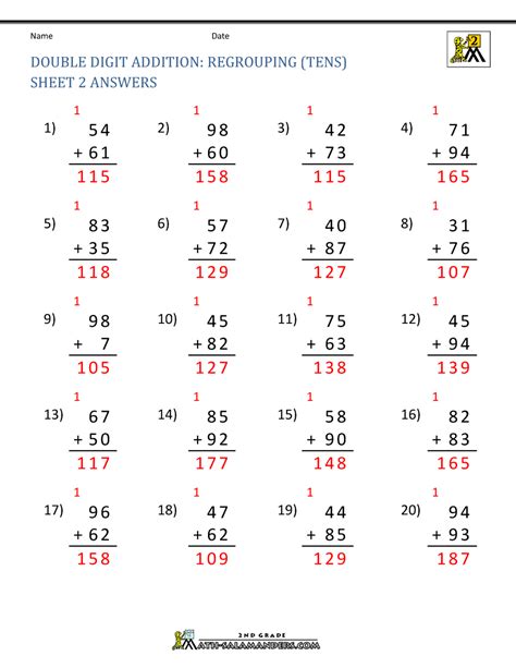 Tags algebra, addition, subtraction, prime number, double digit addition. Double Digit Addition With Regrouping