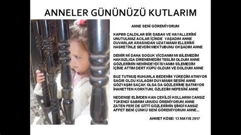 Nasıl hatırlamam anacığım nasıl kaç geceler bana nasıl hatırlamam anacığım nasıl bilirim yine kalbinde yerim anacığım selam sana anneler günü. ANNELER GÜNÜ ŞİİRİ... ANNELERİ HERKES SEVER VE ÖZLER ...