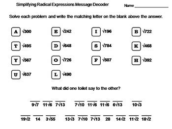 Click the buttons to print each worksheet and associated answer key. Simplifying Radicals Expressions Worksheet Answers