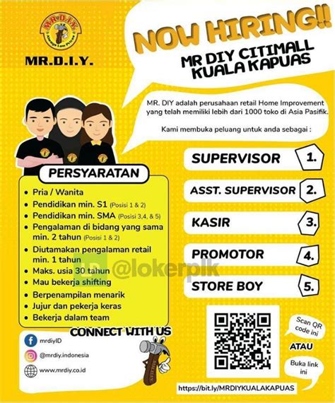 Anda dapat mencari informasi mengenai pembukaan lowongan kerja di perusahaan tersebut. Lowongan Kerja MR DIY - Lowongan Kerja Kalimantan Tengah