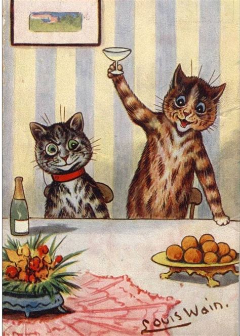 I call that perfectly insulting mr. Cats champagne toast Louis Wain art kittens 5 x 7 reprint ...