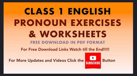 Part of a collection of free grammar worksheets from k5 learning; Pronouns For Kids | Class 1 English Worksheets | Grammar ...