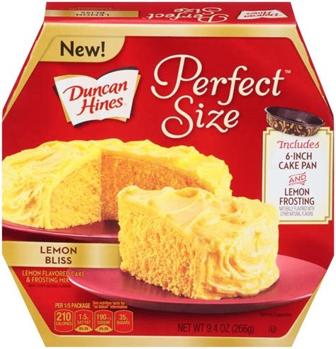 Directions · preheat oven to 350°f. Duncan Hines Perfect Size Cake Mix, Lemon Bliss, 9.4 Ounce ...