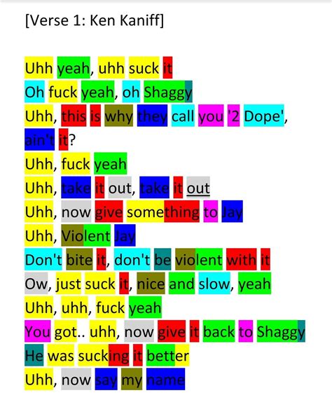 Colour coded rhyme scheme of the first verse from 