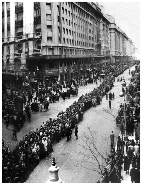 Evita's funeral is attended by thousands.gv. EVA PERON