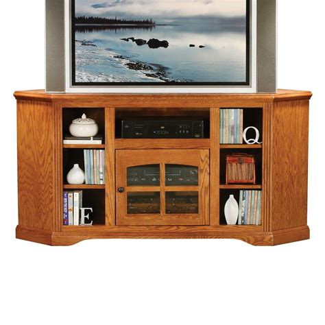 A creative tv stand idea is to add wheels to a set bookcase set of selves and turn it into a moveable diy tv rack. Eagle Industries 93745 Oak Ridge Thin Corner Entertainment ...