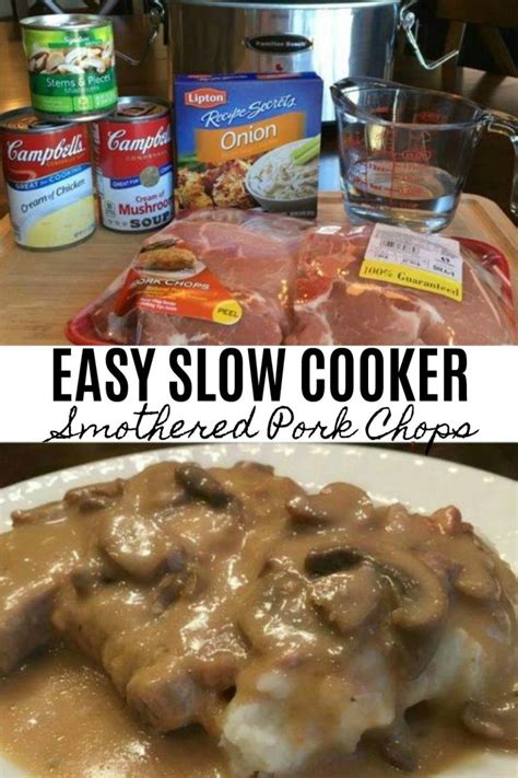 The meat starts falling off the bone and i can cut it with just a fork. Easy Slow Cooker Smothered Pork Chops with Mushroom and Onion Gravy - Sweet Little Bluebird
