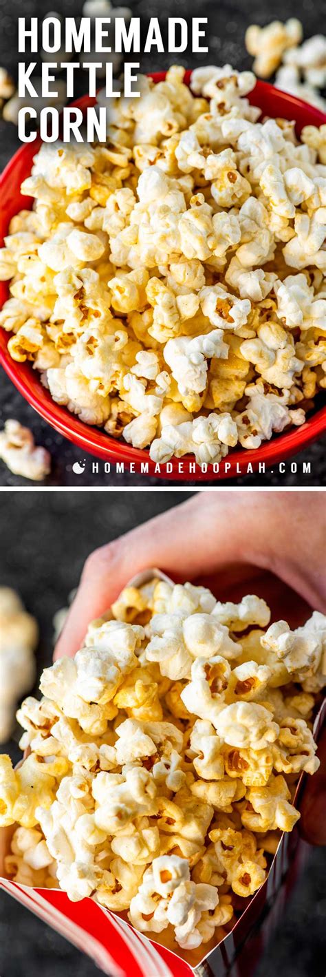 Homemade kettle corn is so much better than grocery store popcorn. Homemade Kettle Corn - Homemade Hooplah
