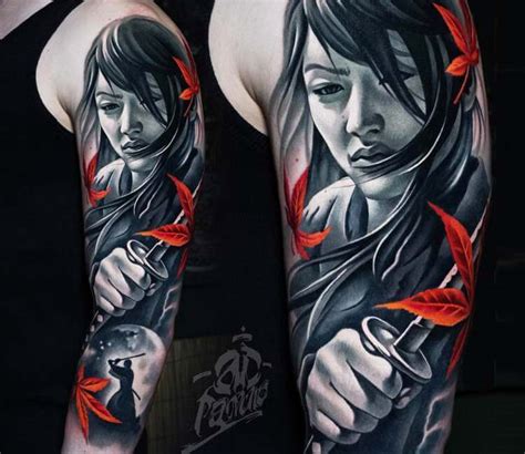 Trabajo realizado para posterior tatuaje, el concepto de una mujer guerrera samurai. Samurai Girl tattoo by A D Pancho | Post 22834