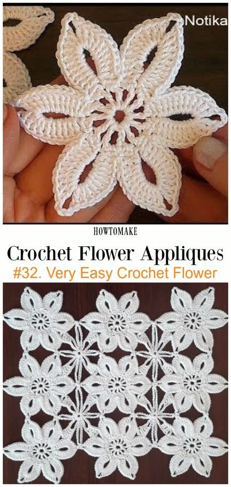 5.5mm/i9 crochet hook and medium worsted for visual learners crochet along with me in the crochet flower beginner video tutorial. Easy Crochet Flower Appliques Free Patterns for Beginners ...