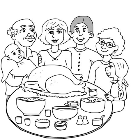 Dios te bendiga hoy y todos los días. Dibujo de Cena Familiar para colorear | Dibujos para ...